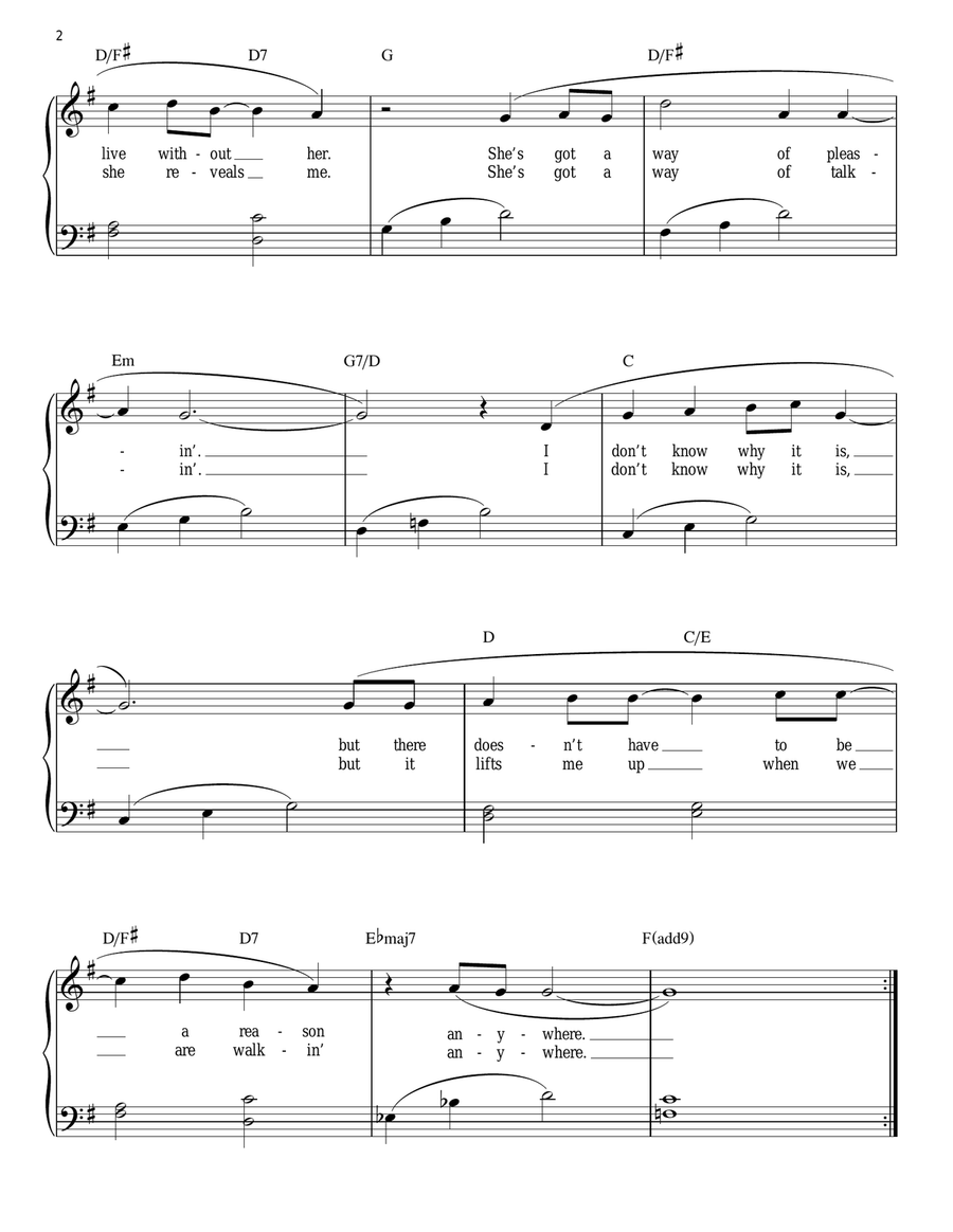 She's Got A Way (arr. Phillip Keveren) Easy Piano scores gallery preview page 2