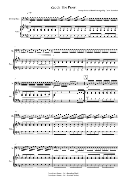 Zadok The Priest for Double Bass and Piano image number null