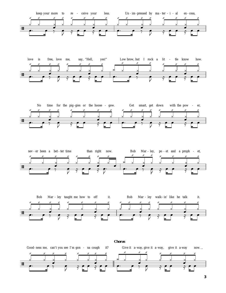 Give It Away Drum Set scores gallery preview page 3