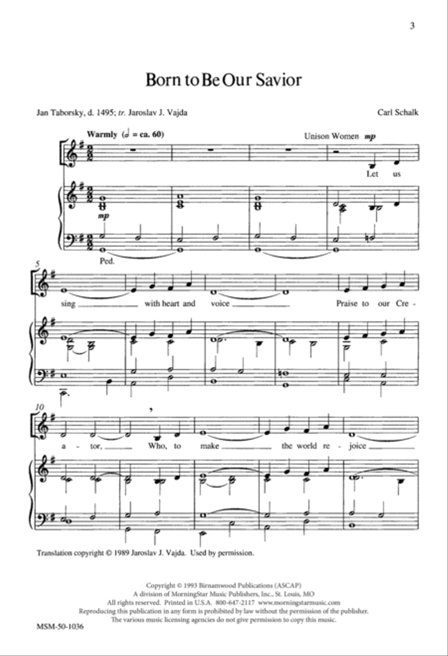 Born to Be Our Savior 4-Part scores gallery preview page 2