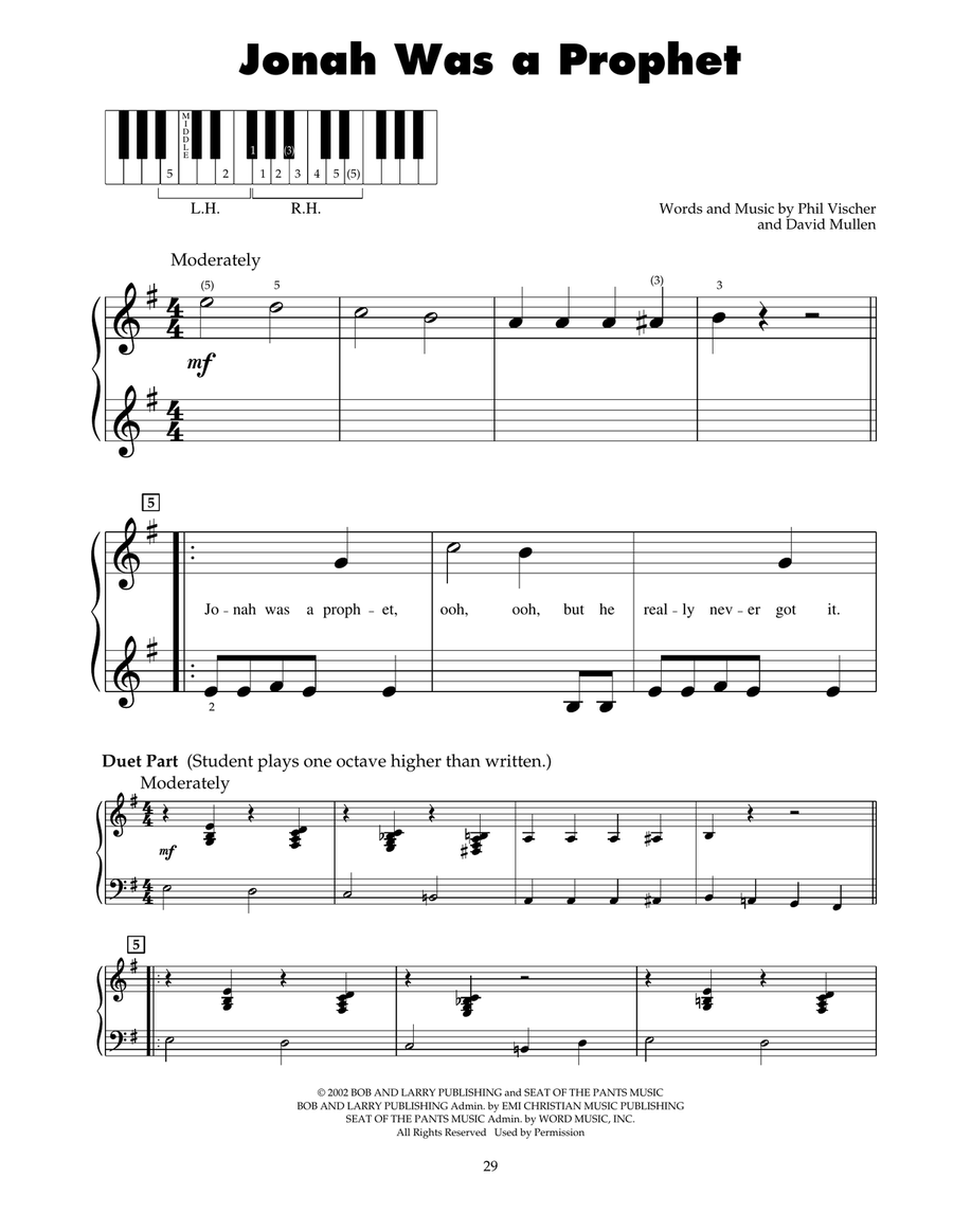 Jonah Was A Prophet (from Jonah - A VeggieTales Movie) Piano scores gallery preview page 1