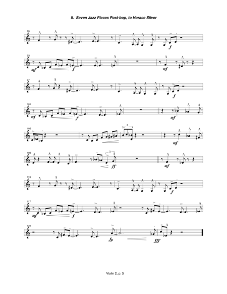 Seven Jazz Pieces (1990-91) for string quartet, 2nd violin part