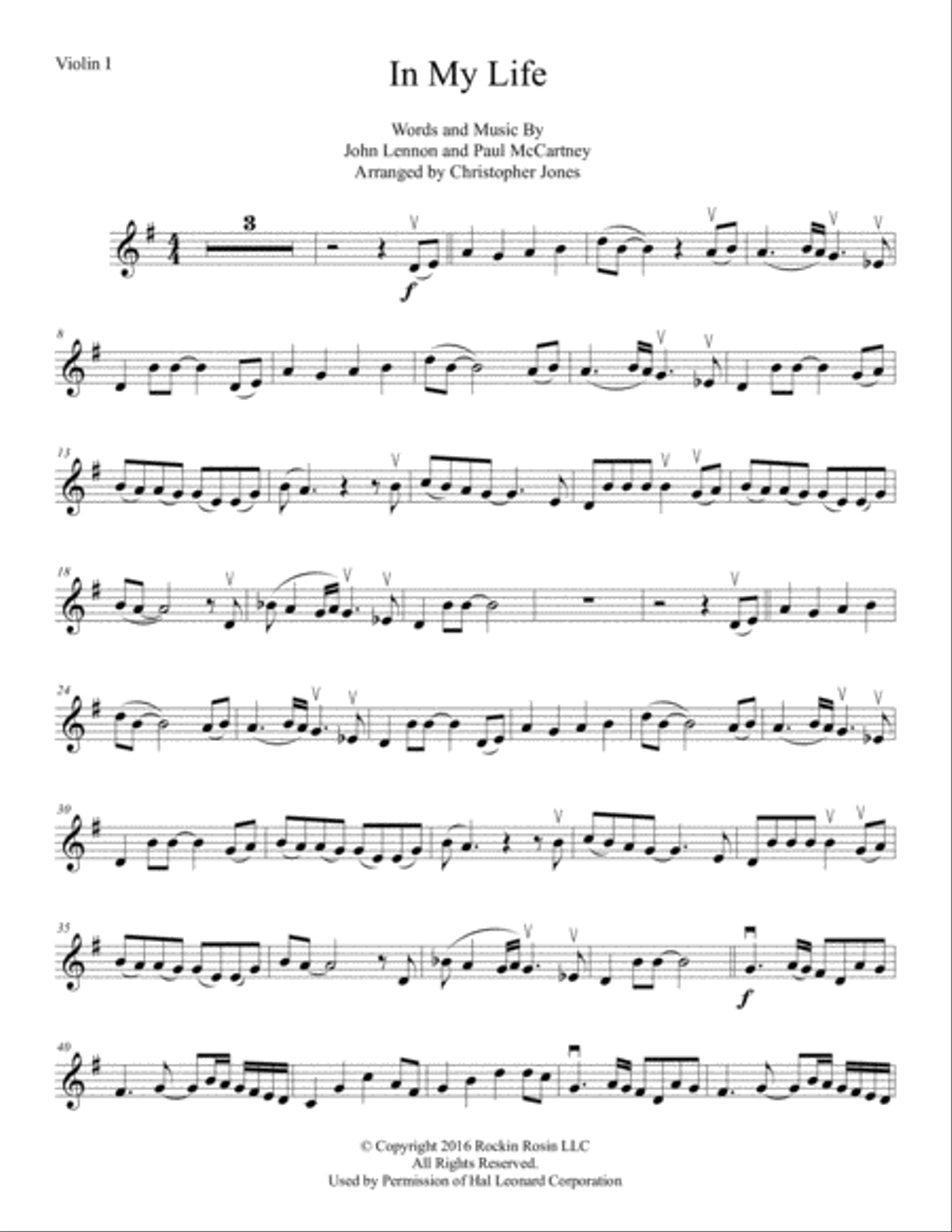 In My Life String Quartet scores gallery preview page 6