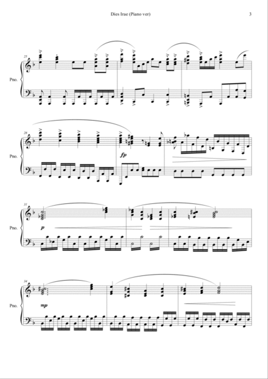 Dies Irae from Mozart Requiem - Piano ver Piano Solo scores gallery preview page 3
