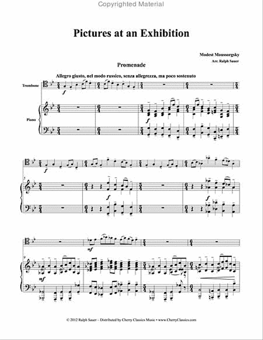Pictures At An Exhibition for Trombone and Piano Piano Accompaniment scores gallery preview page 9