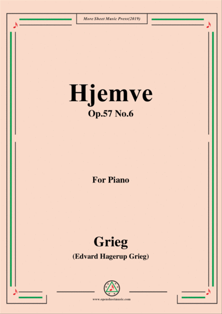 Grieg-Hjemve Op.57 No.6,for Piano Piano Solo scores gallery preview page 1
