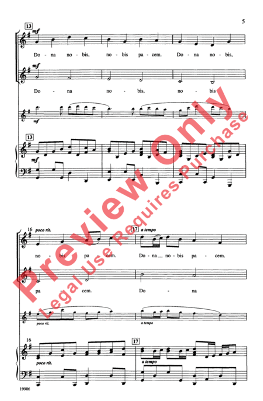 Pachelbel's Canon of Peace Unison Choir scores gallery preview page 5