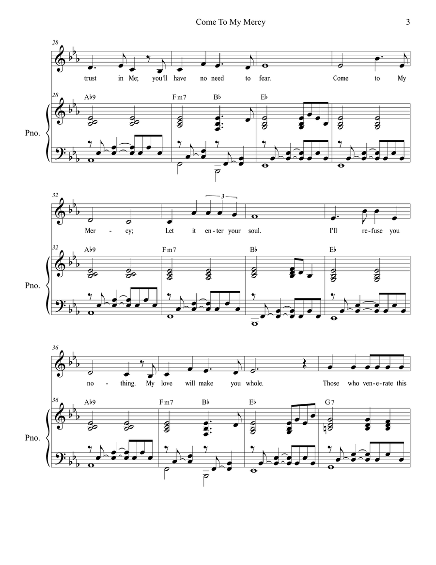 Come To My Mercy (Vocal Solo) Piano, Vocal scores gallery preview page 3