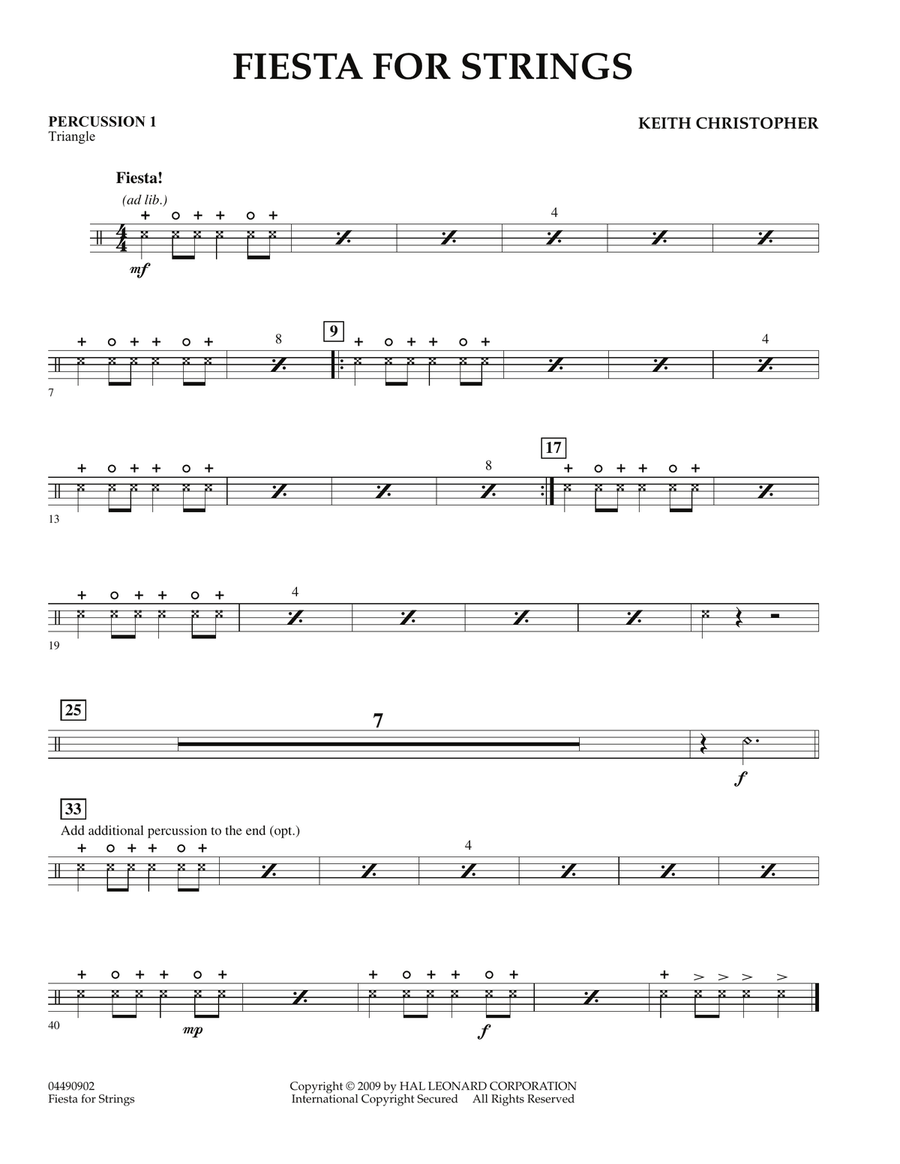 Fiesta for Strings - Percussion 1 String Orchestra scores gallery preview page 1