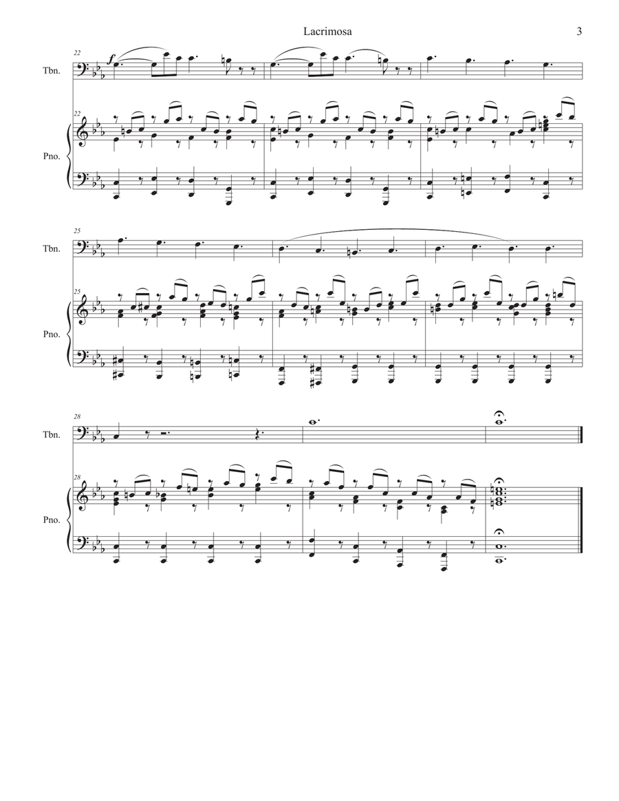Lacrimosa (Trombone solo and Piano) Piano scores gallery preview page 3