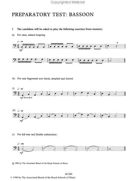 Preparatory Test for Bassoon
