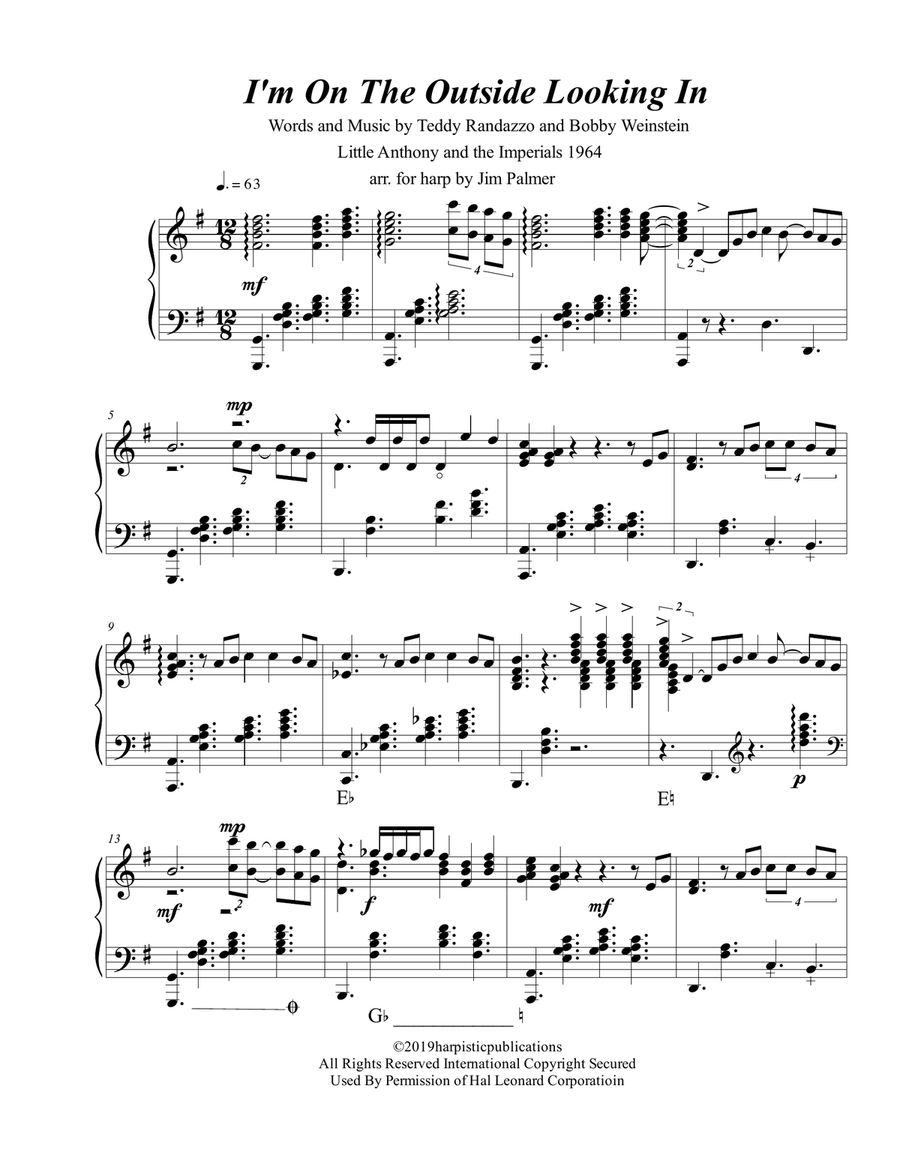 I'm On The Outside Looking In Harp scores gallery preview page 1