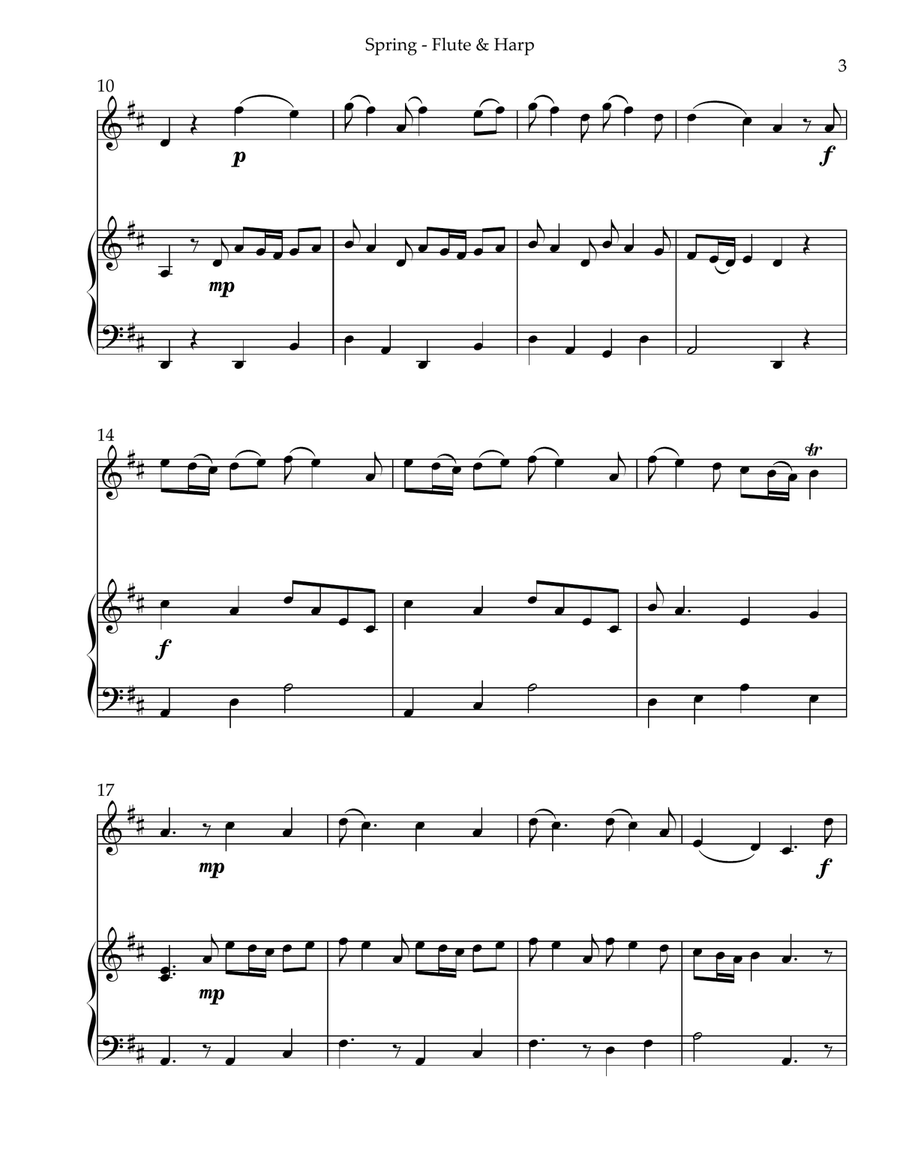 Spring (La Primavera), Duet for Flute & Harp Flute scores gallery preview page 3