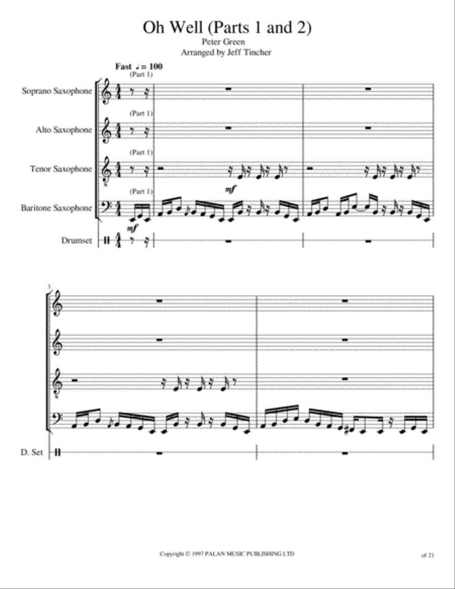 Oh Well Part 1 And 2 Woodwind Quartet scores gallery preview page 2