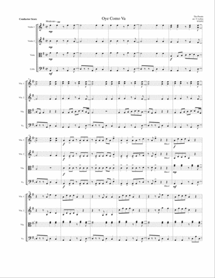 Oye Como Va String Quartet scores gallery preview page 1