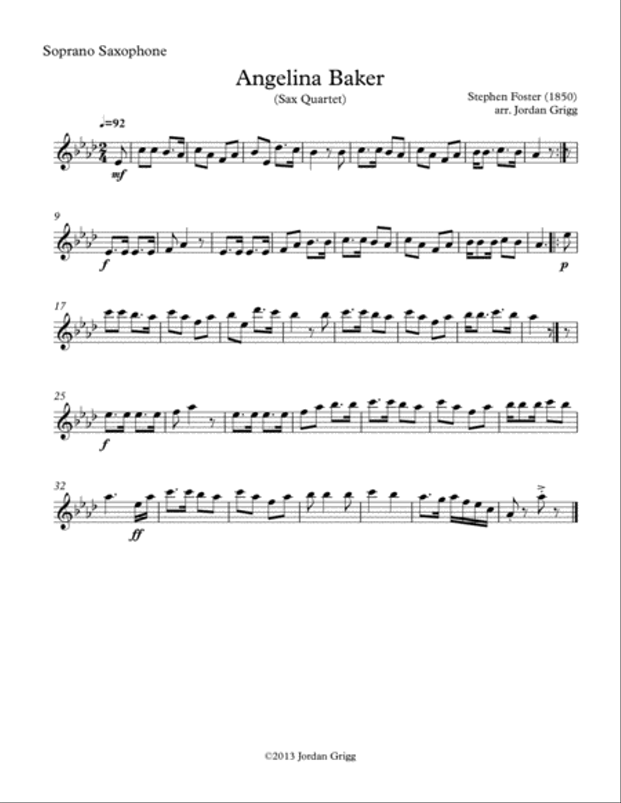 Angelina Baker (Sax Quartet) Saxophone Quartet scores gallery preview page 3