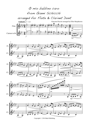 O mio babbino caro - for Flute and Clarinet Duet
