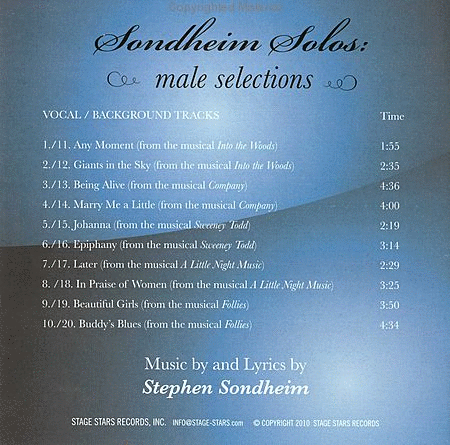 Sondheim Solos, Male Selections (accompaniment/karaoke CD) image number null