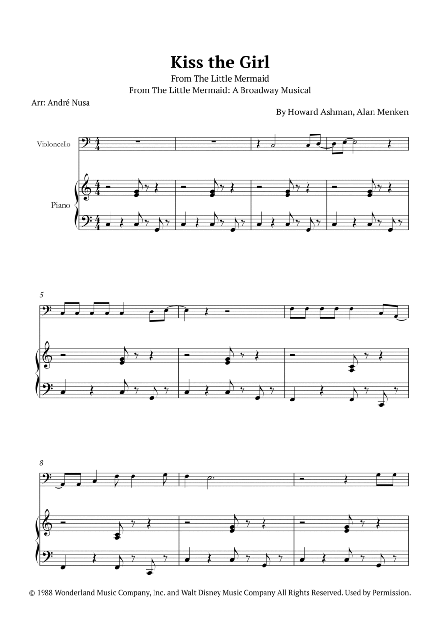 Kiss The Girl Piano scores gallery preview page 1