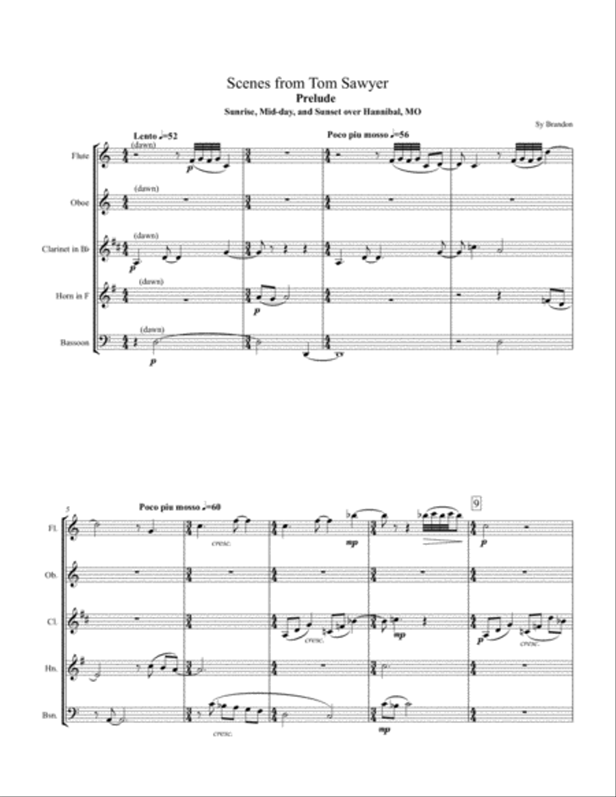 Scenes from Tom Sawyer for Woodwind Quintet Woodwind Quintet scores gallery preview page 1