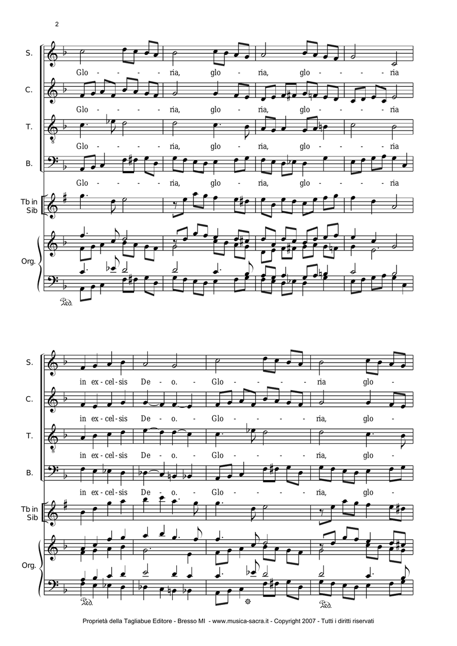 GLI ANGELI NELLE CAMPAGNE - For SATB Choir, Trumpet and. organ 4-Part scores gallery preview page 2
