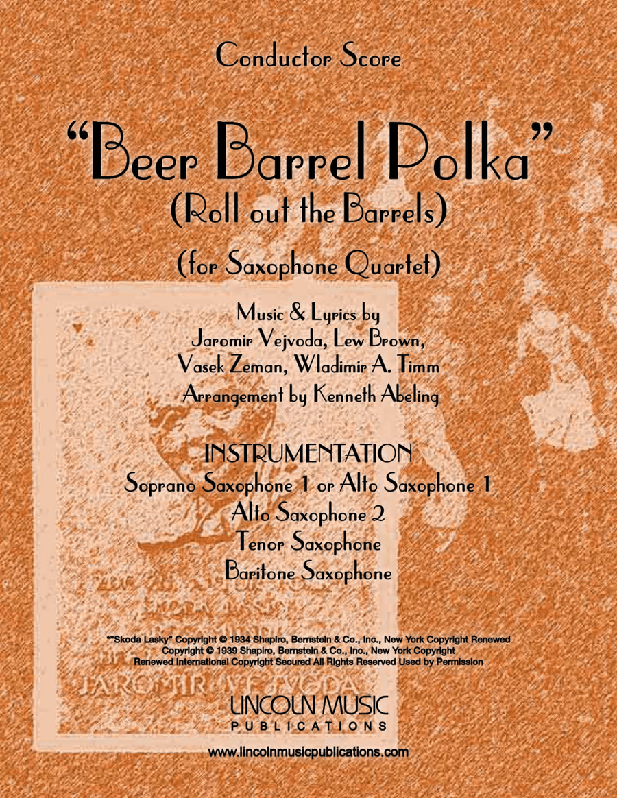 Beer Barrel Polka (roll Out The Barrel) Saxophone Quartet scores gallery preview page 1