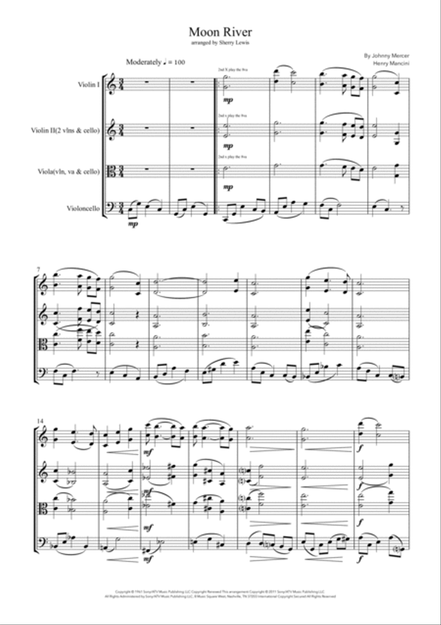 Moon River String Trio scores gallery preview page 4