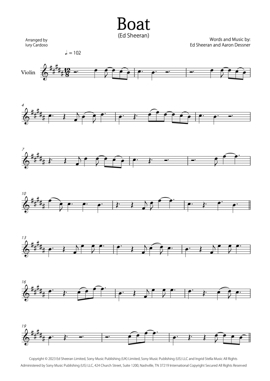 Boat Violin Solo scores gallery preview page 1