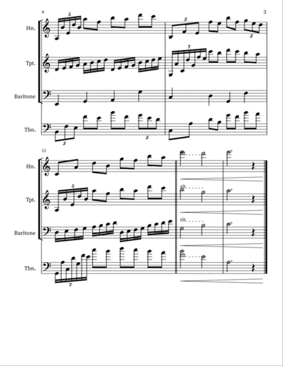 Z 141 for Corno, Trumpet, Baritone, & Trombone Baritone Saxophone scores gallery preview page 3