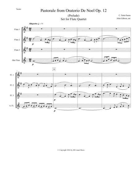 Pastorale from Oratorio De Noel for Flute Quartet image number null