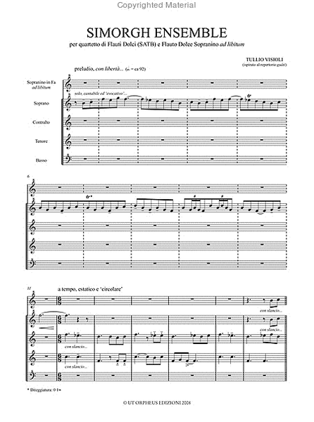 Simorgh Ensemble for Recorder Quartet (SATB) and Sopranino Recorder ad libitum image number null