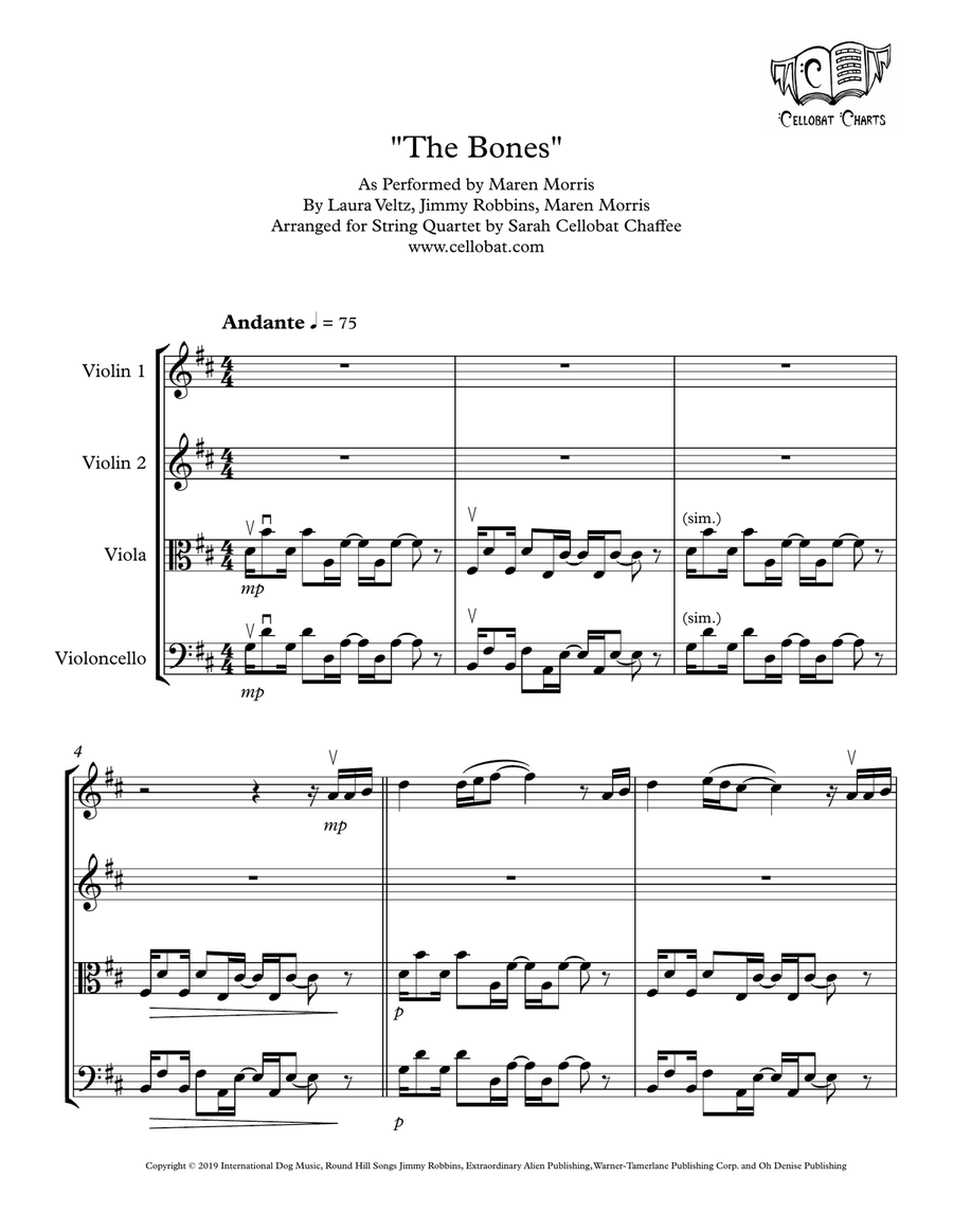 The Bones String Quartet scores gallery preview page 1