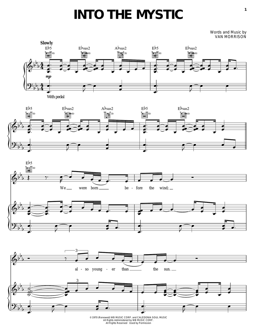 Into The Mystic Into The Mystic Piano, Vocal, Guitar scores gallery preview page 1
