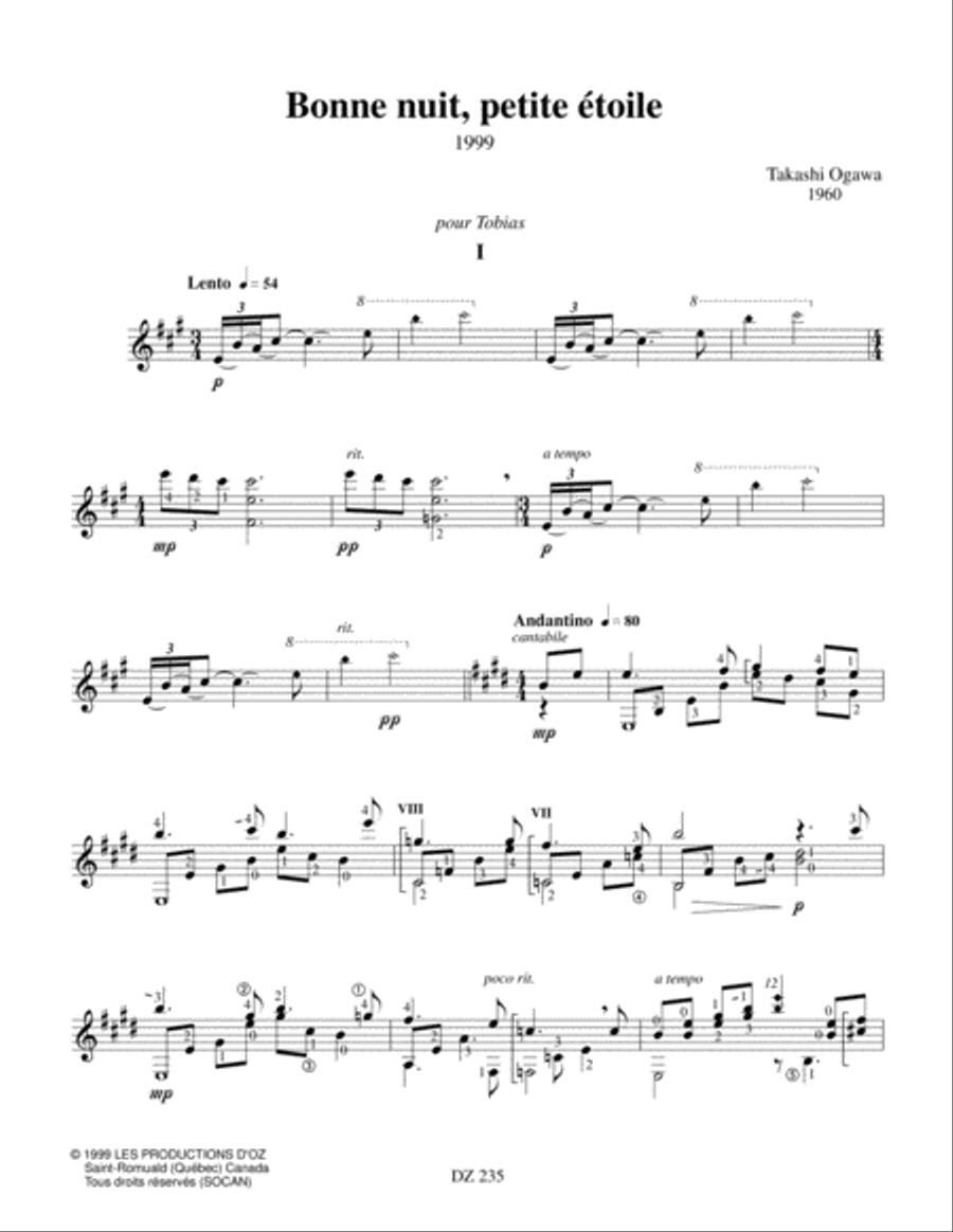 Bonne nuit, petite étoile Classical Guitar scores gallery preview page 3