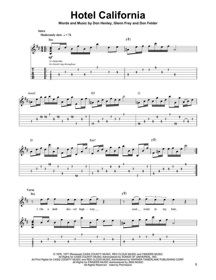 Hotel California Acoustic Guitar scores gallery preview page 1