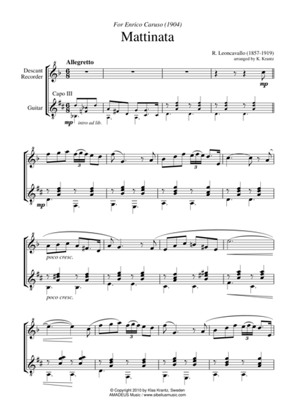 Mattinata for descant recorder and guitar image number null