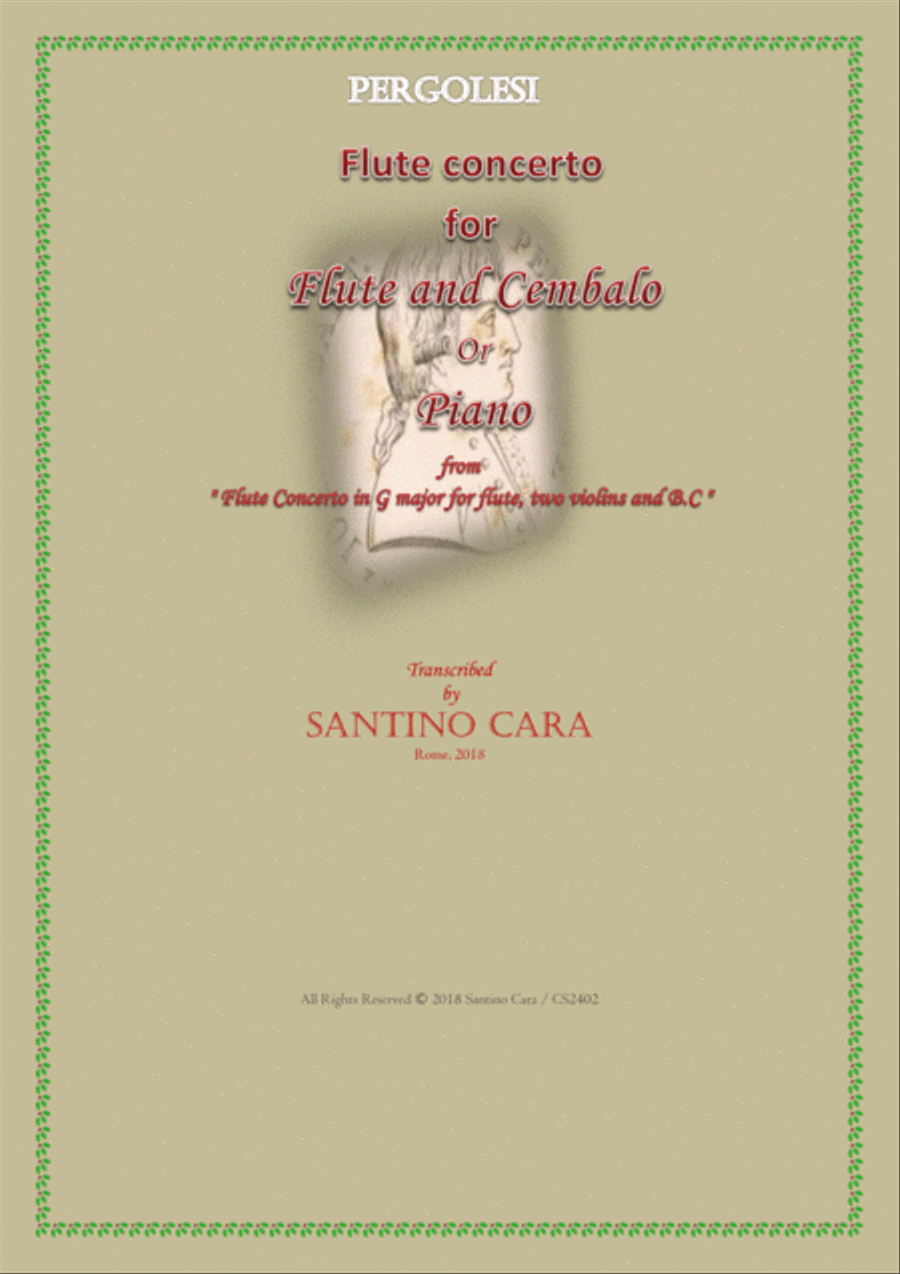 Pergolesi - Flute Concerto in G major for Flute and Cembalo (or Piano) Pergolesi - Flute Concerto in G major for Flute and Cembalo (or Piano) Flute scores gallery preview page 1