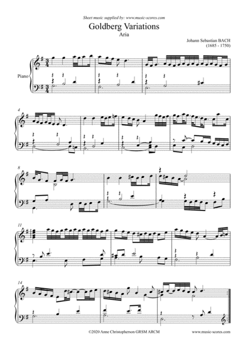 Aria from Goldberg Variations - with written out ornamentation - Piano image number null