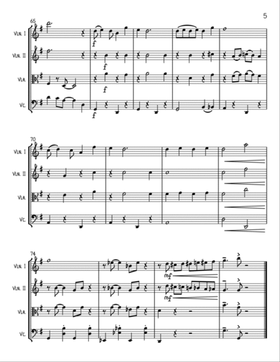 Rudolph The Red-nosed Reindeer String Quartet scores gallery preview page 5
