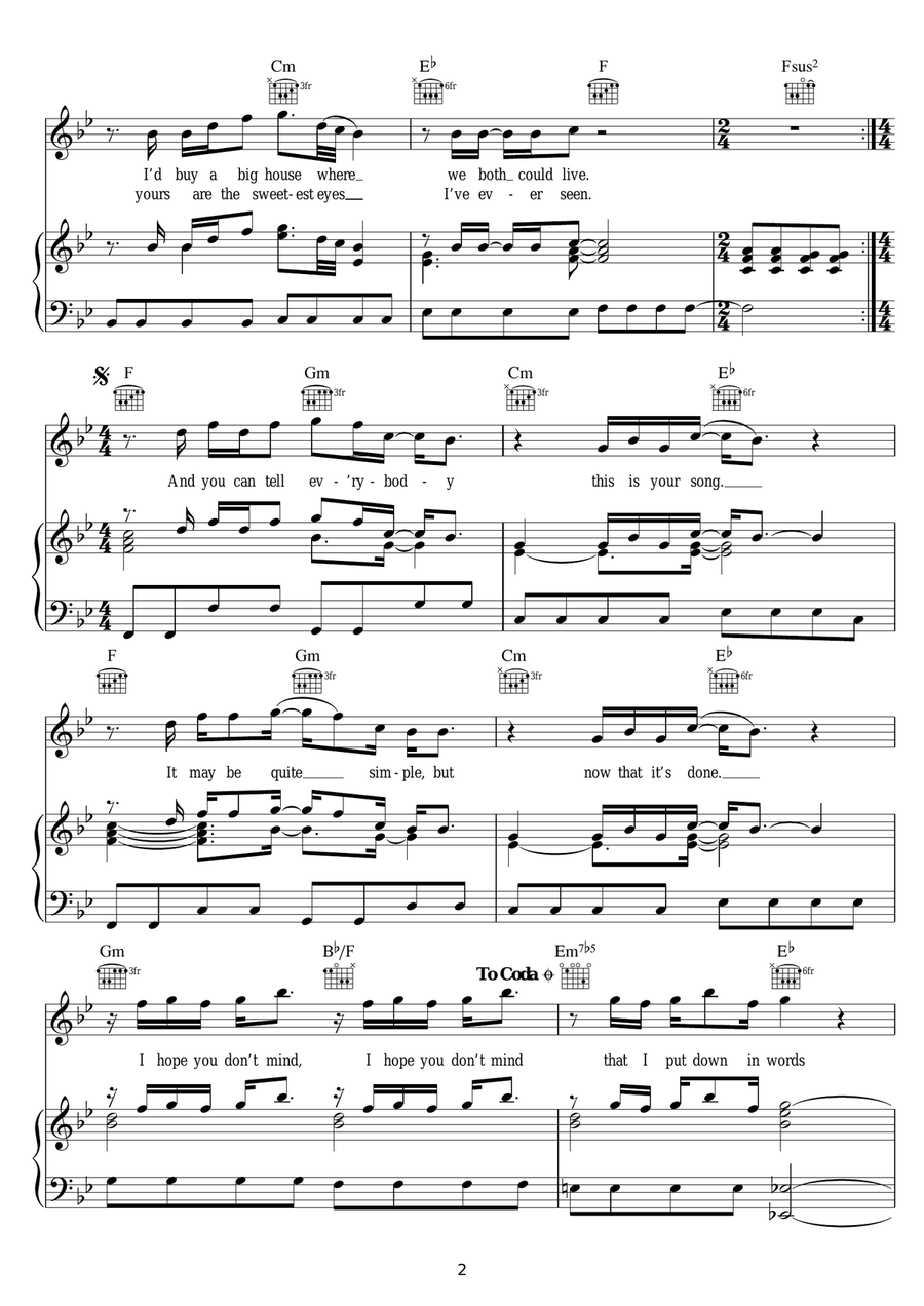 Your Song Piano, Vocal, Guitar scores gallery preview page 2