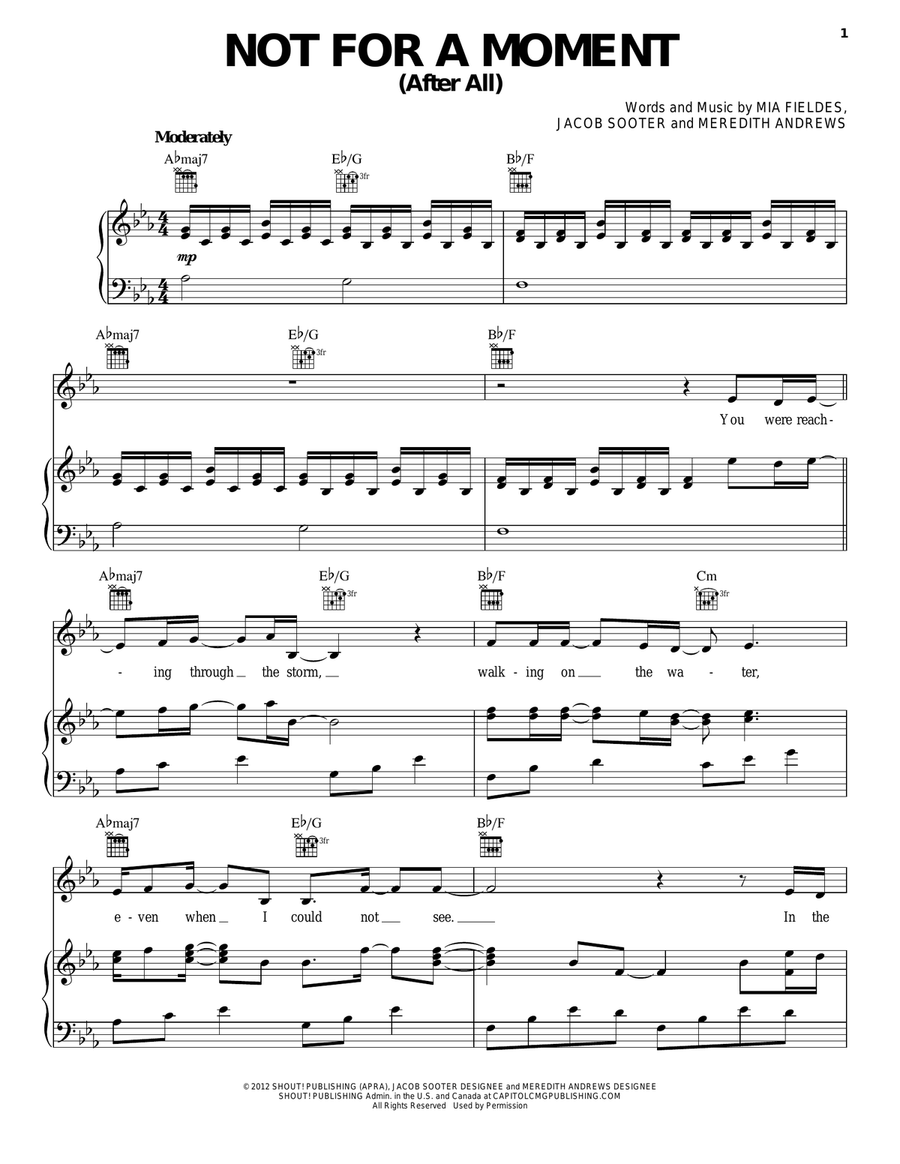 Not For A Moment (After All) Guitar scores gallery preview page 1