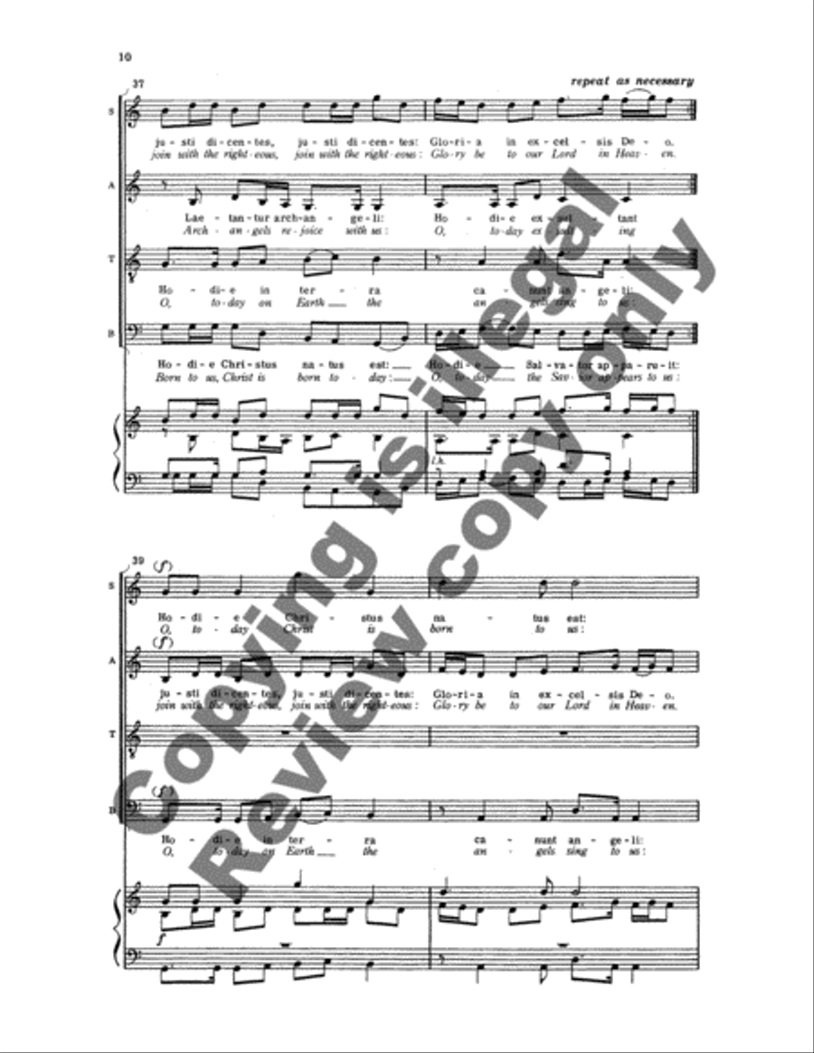 Three Christmas Motets: 1. Hodie Christus natus est (Christ is born today) 4-Part scores gallery preview page 13