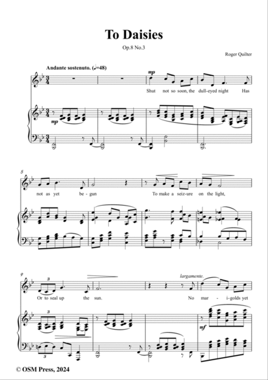 Quilter-To Daisies,in B flat Major,Op.8 No.3 Voice scores gallery preview page 2