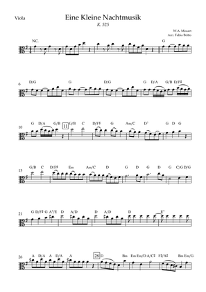 Eine kleine Nachtmusik (W.A. Mozart) for Viola Solo with Chords (Simplified)