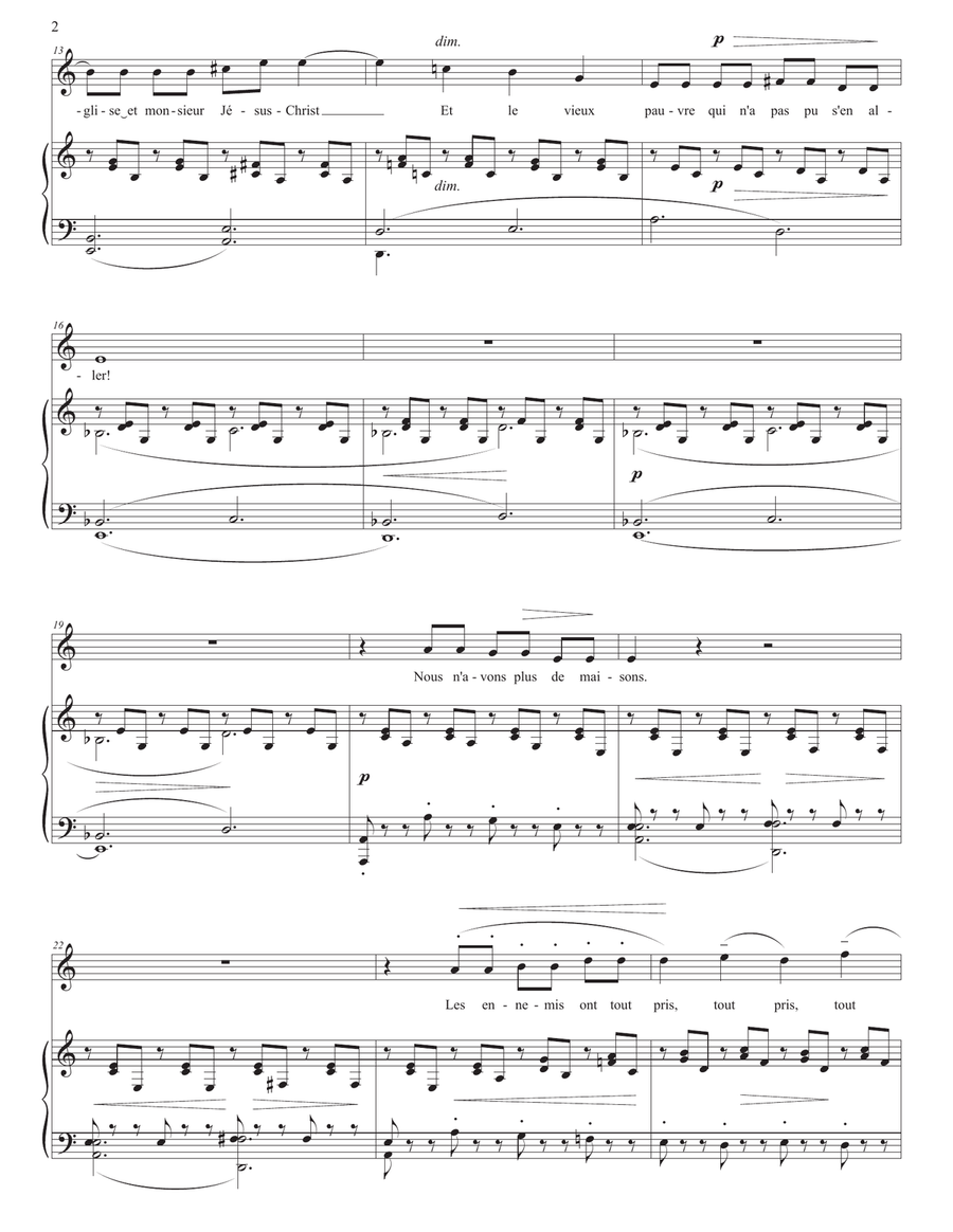 DEBUSSY: Noël des enfants qui n'ont plus de maisons (transposed to A minor) Piano, Vocal scores gallery preview page 3