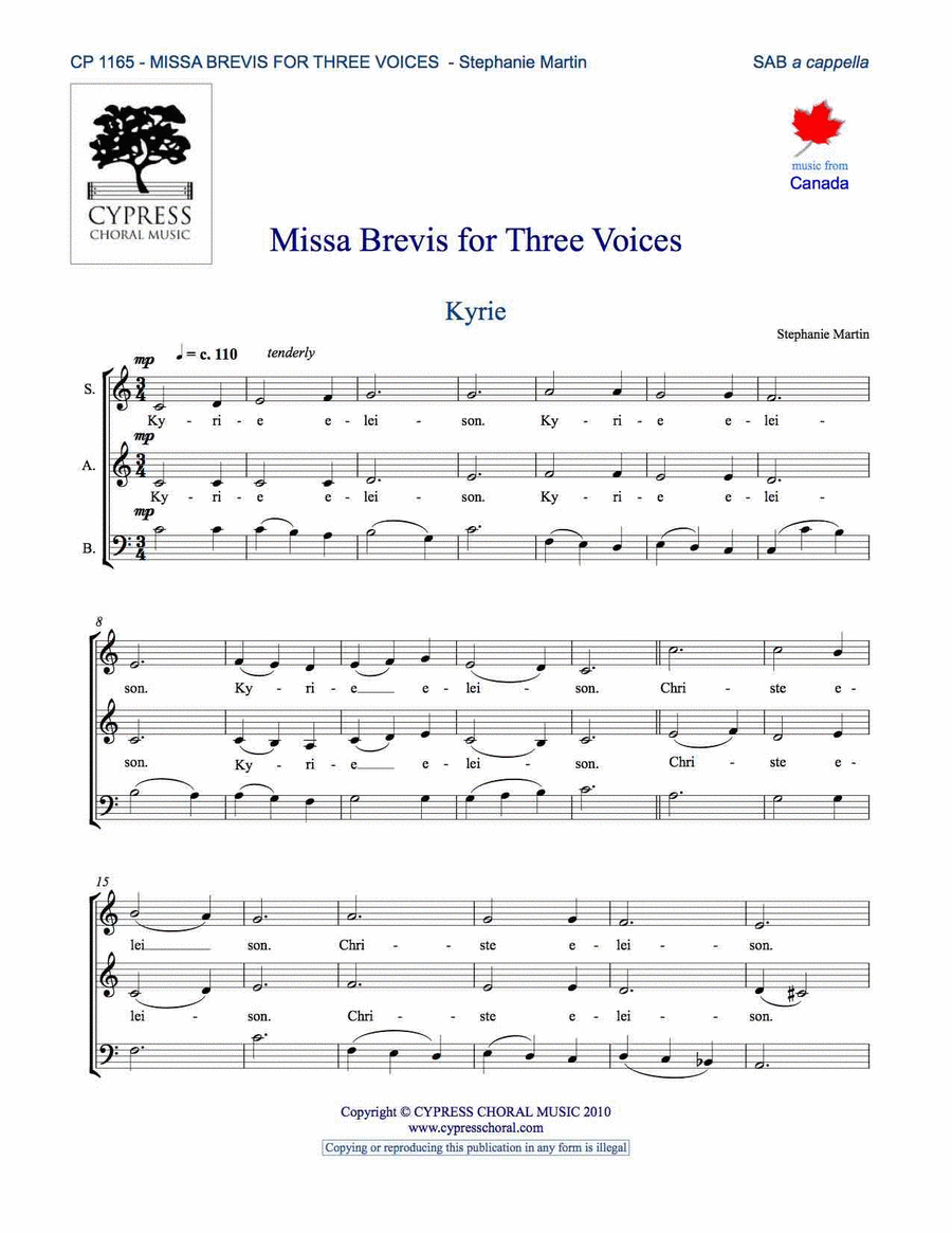 Missa Brevis for Three Voices (SAB)