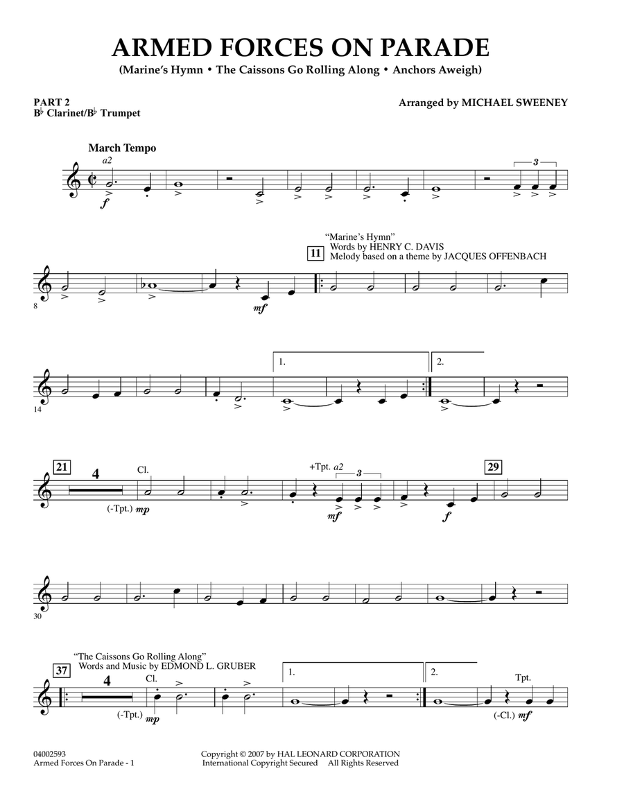 Armed Forces on Parade - Pt.2 - Bb Clarinet/Bb Trumpet Concert Band scores gallery preview page 1