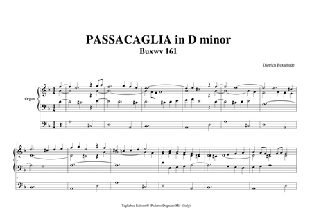 BUXTEHUDE - PASSACAGLIA in D minor - BUXWV161 image number null