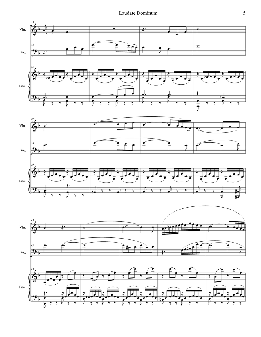 Laudate Dominum (Duet for Violin & Cello - Piano Accompaniment) Piano Trio scores gallery preview page 6