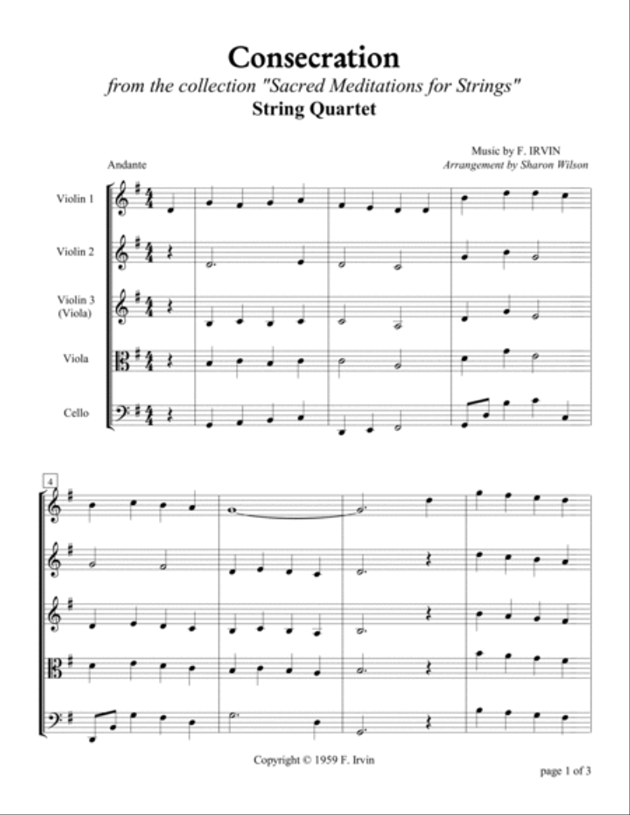 Sacred Meditations for Strings (A Collection of Five Interludes for String Quartet) String Quartet scores gallery preview page 5
